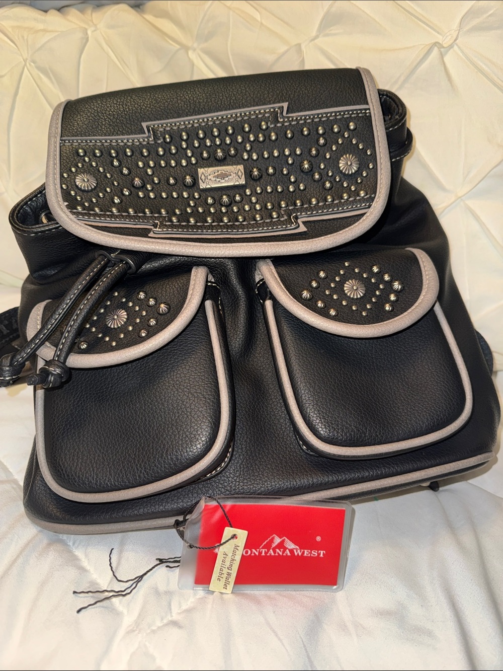Montana West Black Backpack with Silver Stud Accents- like new